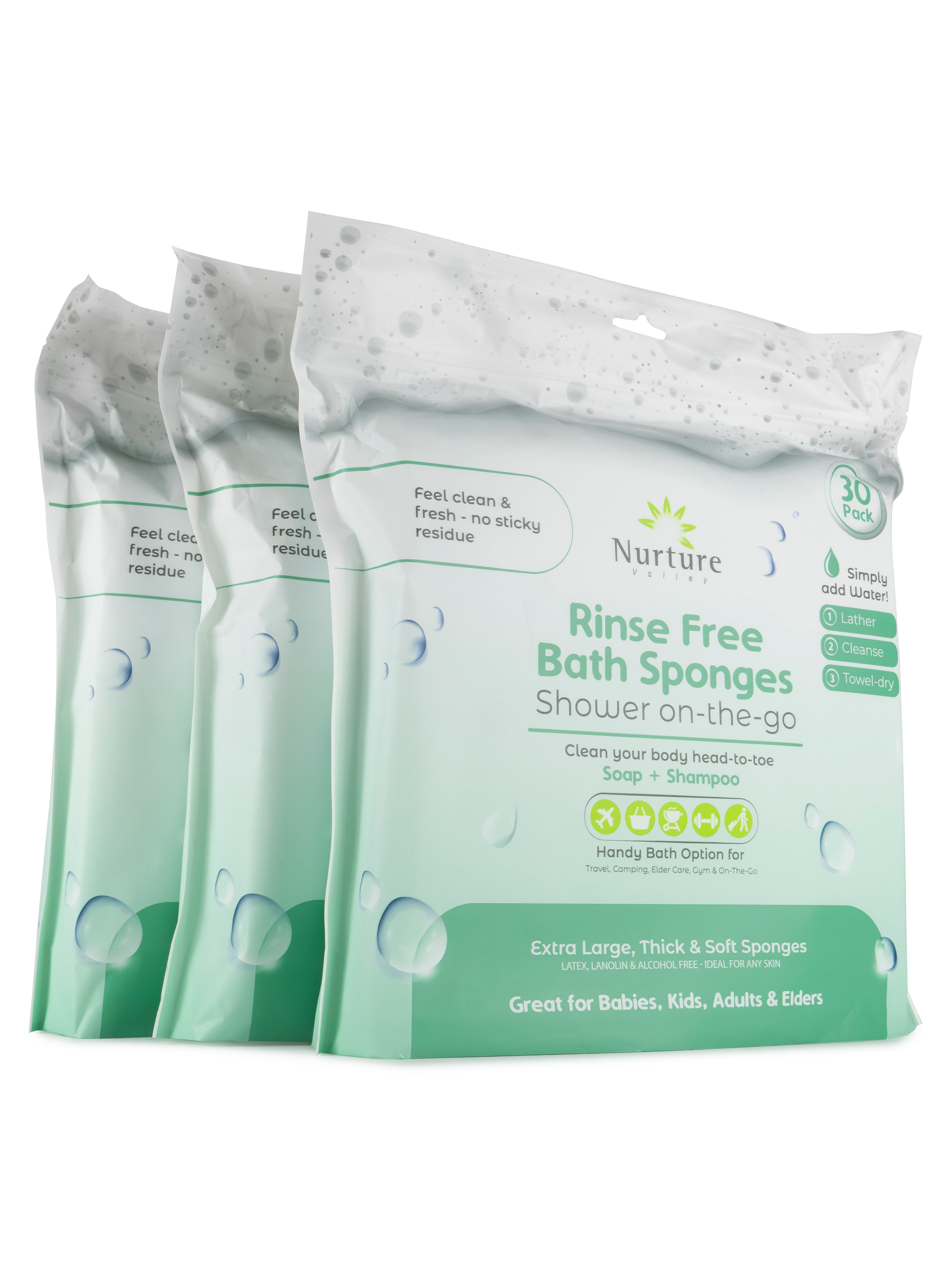 Waterless Sponge Bath Wipes