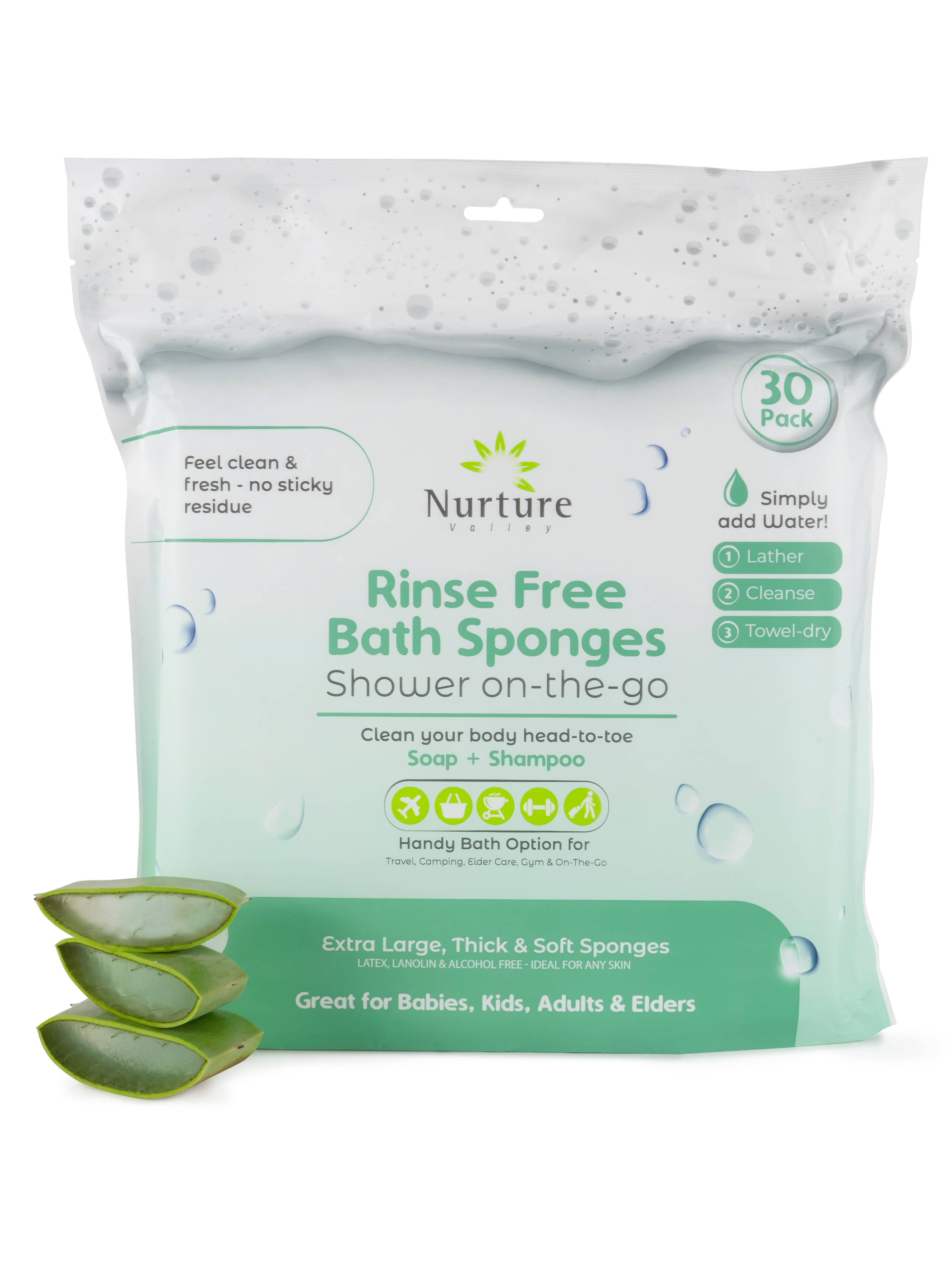 Waterless Sponge Bath Wipes