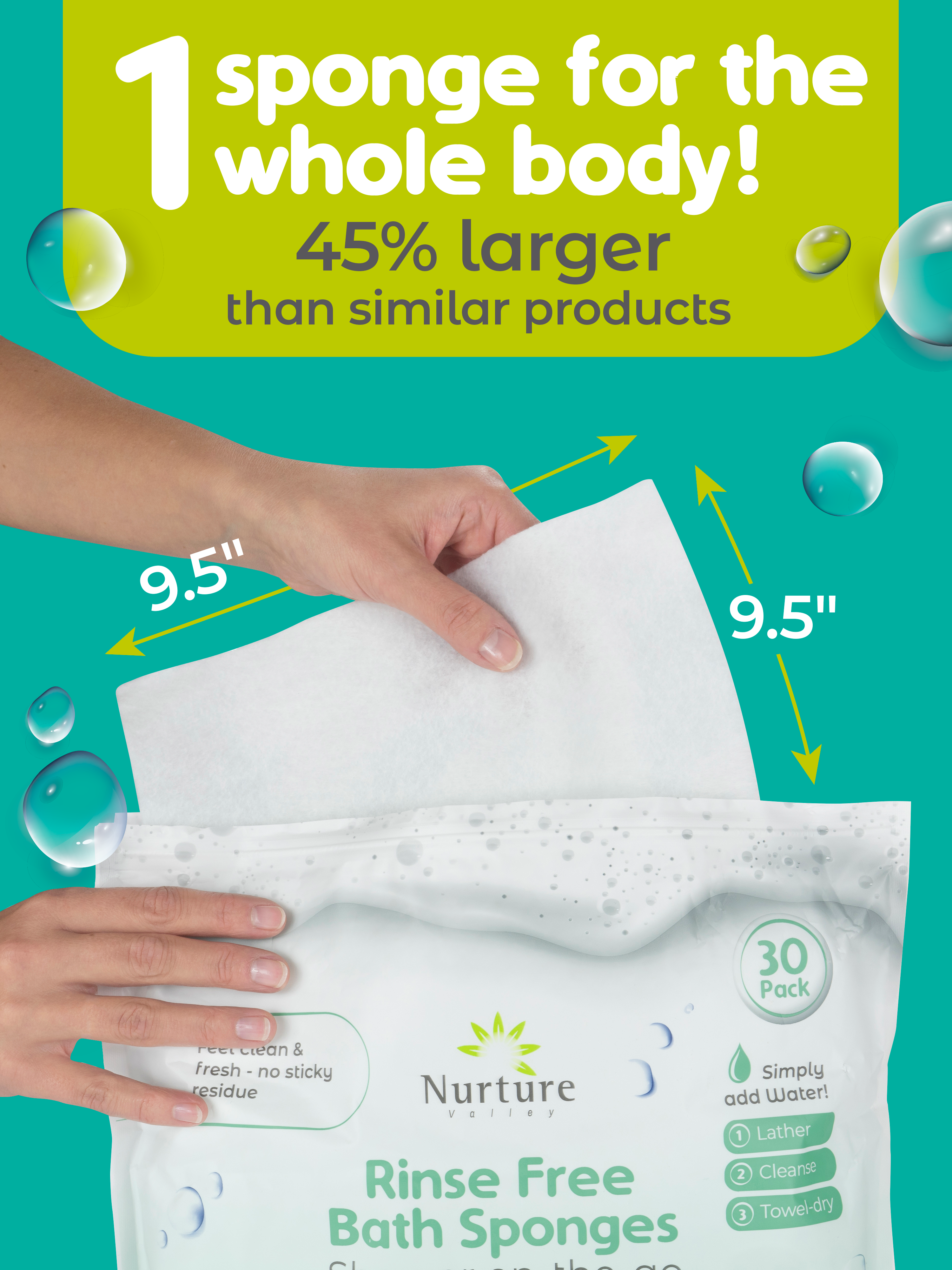 Waterless Sponge Bath Wipes