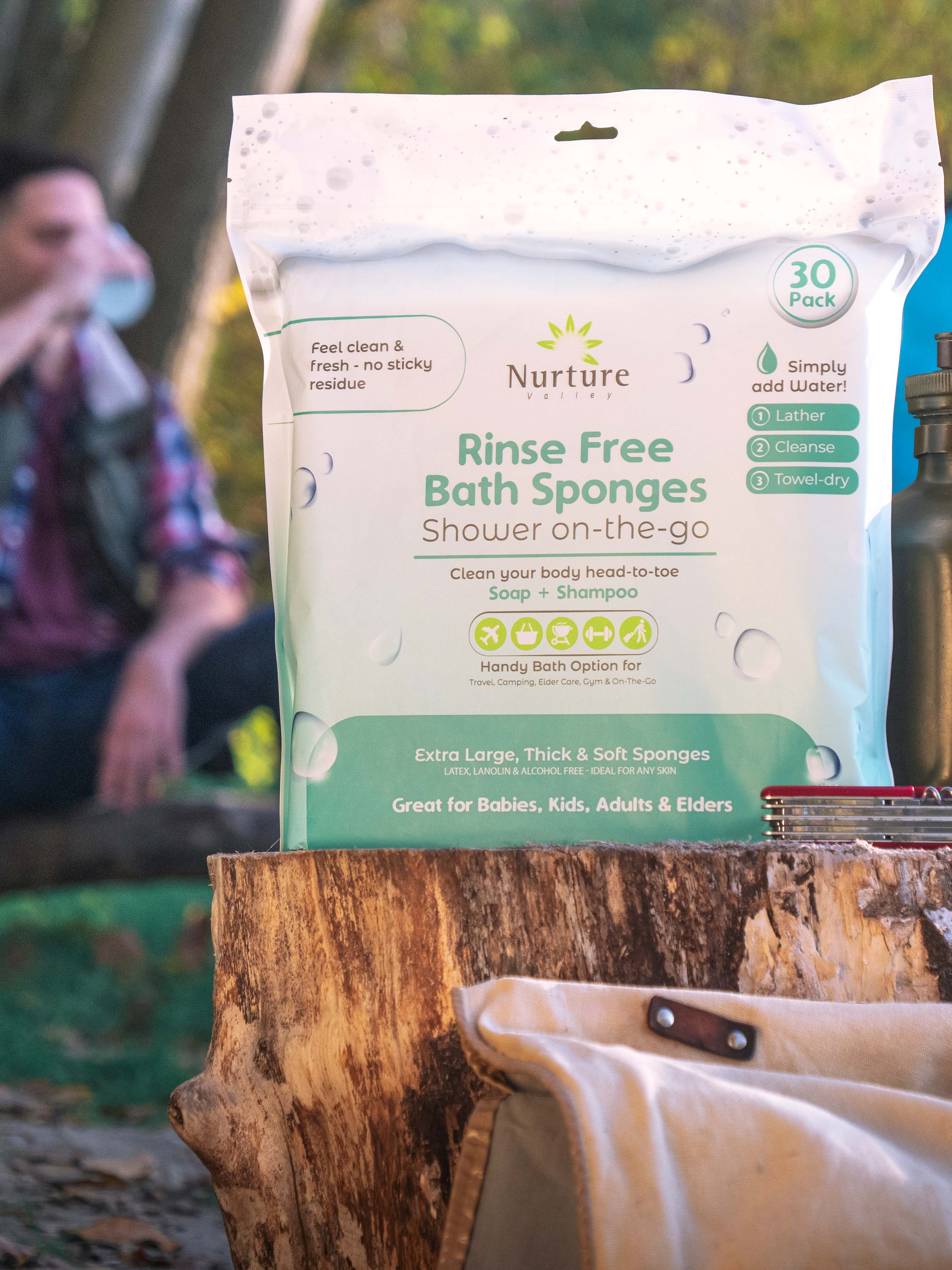 Waterless Sponge Bath Wipes